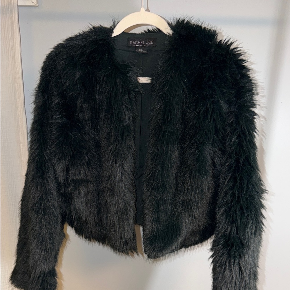 Rachel Zoe Luxe Frankie Green Faux Fur Jacket size S